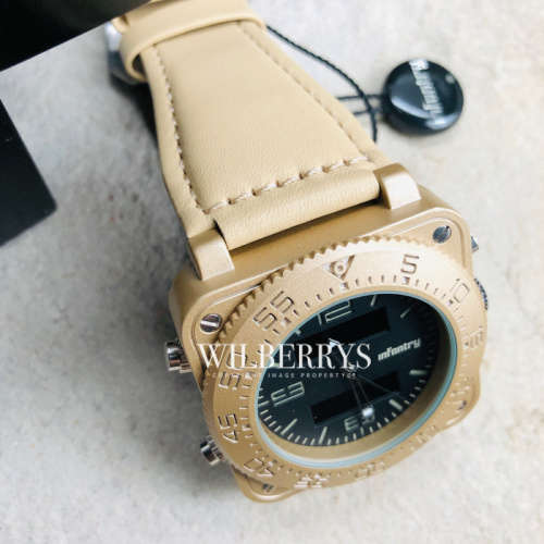 INFANTRY MILITARY CO. Tank XL 47mm DUAL MOVEMENT Watch with Leather Band BOXED, FULLY LOADED!