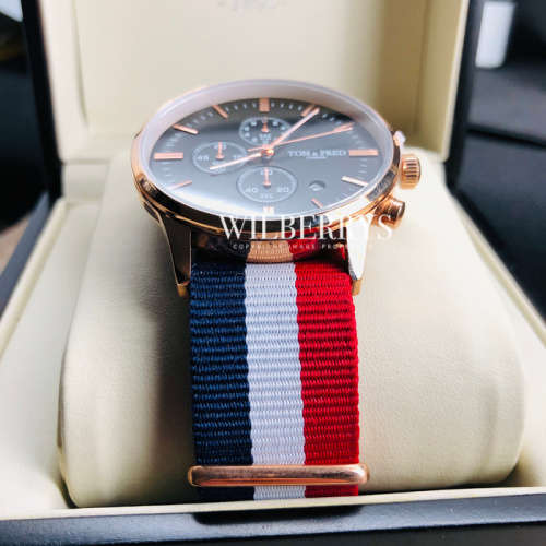 TOM & FRED London® Men's Buckaneer British Navy Chronograph Watch  BRAND NEW