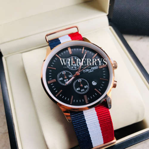 TOM & FRED London® Men's Buckaneer British Navy Chronograph Watch  BRAND NEW