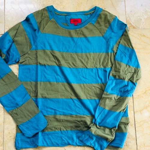 HUGO BOSS 'Striped' Hugo Long Sleeve T-Shirt Size S  - 100% GENUINE NEW without tags