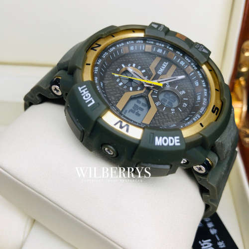 SMAEL Shock Proof Sports Chrono Army Green Dual Time Backlight etc **BRAND NEW**