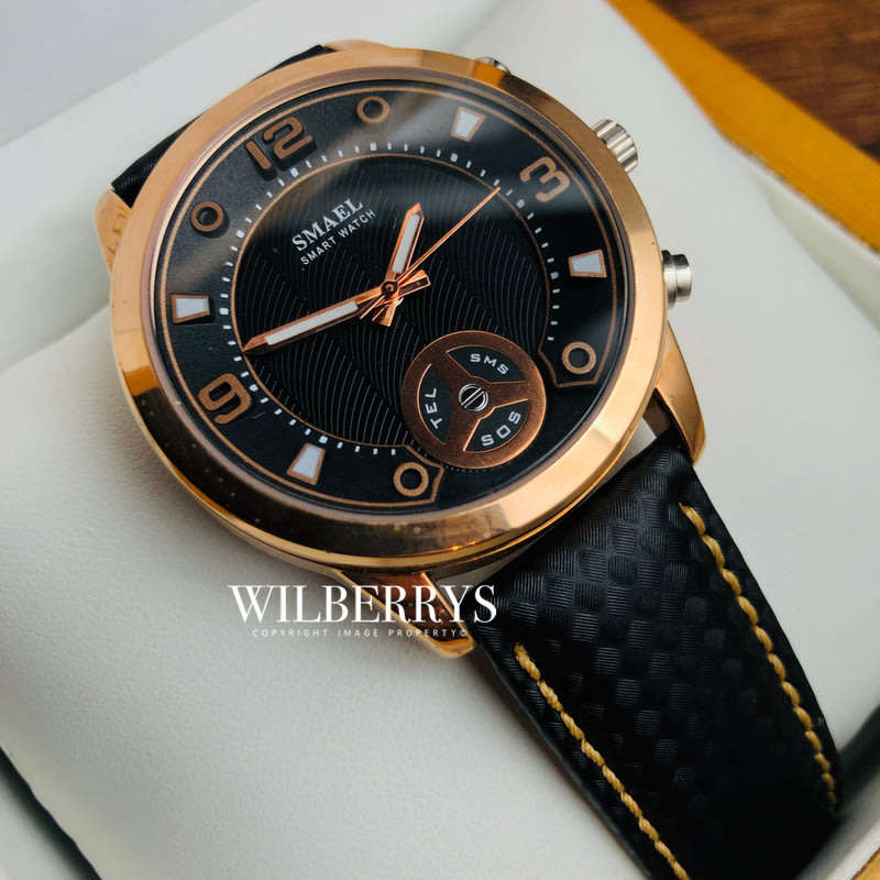 SMAEL Bluetooth Rose Gold Plated Classic Smart Watch TEL SMS SOS Watch **BRAND NEW**