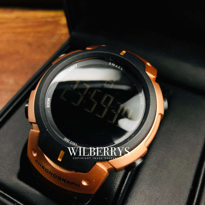 SMAEL Moonwalker Chrono Digital Rose Gold Trim Watch **BRAND NEW**