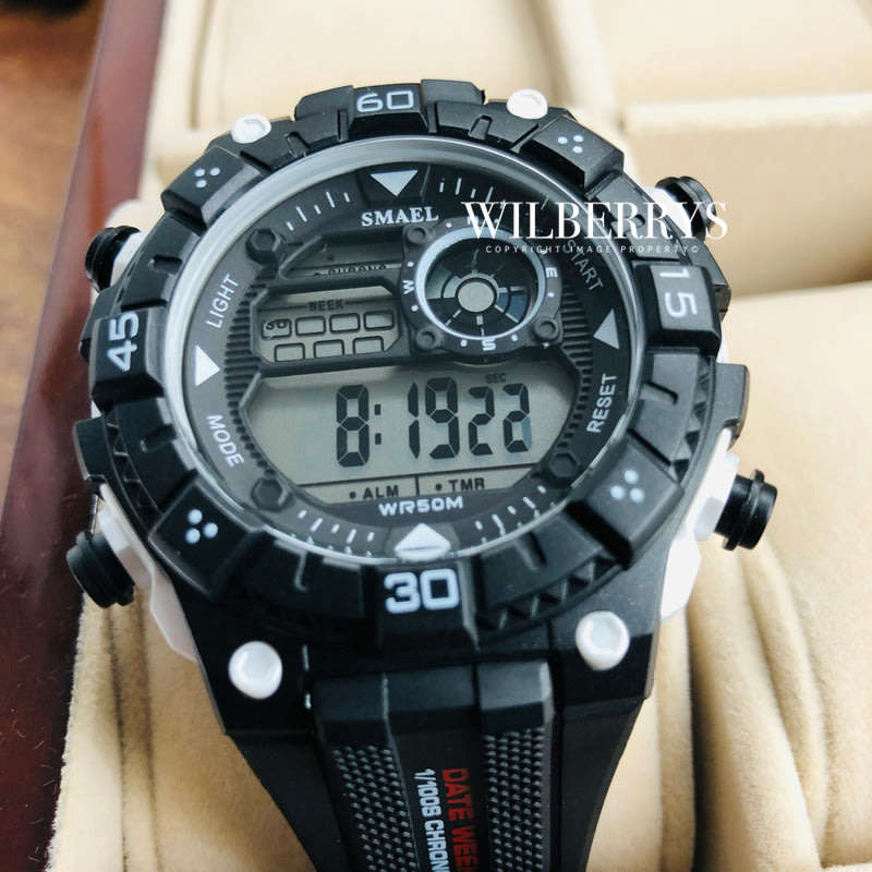 SMAEL Shock Proof Black/White Sport Watch 5ATM WATER RESISTANT **BRAND NEW**