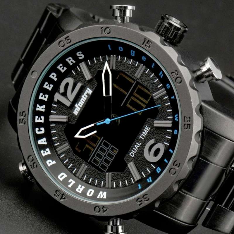 Retail: R3499.00 INFANTRY MILITARY CO. THICK/HEAVY Dual Time Peace Keeper Watch Brand new BOXED!!