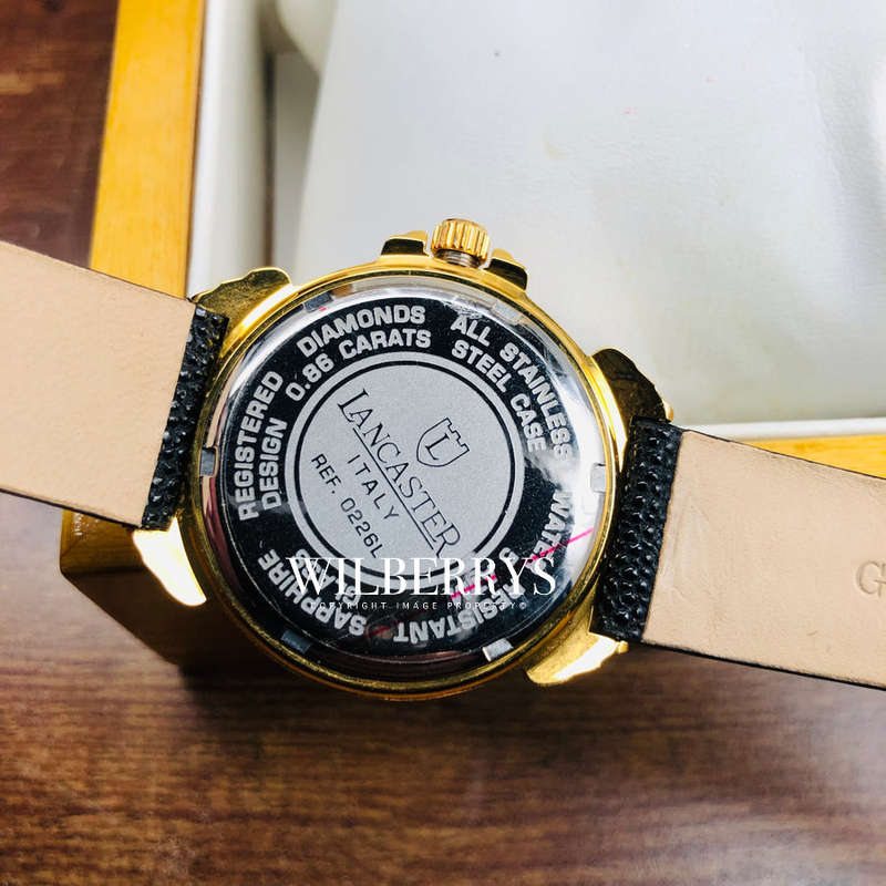 Retail: R25,000.00 Lancaster Italy Women's 112 Diamond Pilola Leather Giuloche Band Watch BRAND NEW