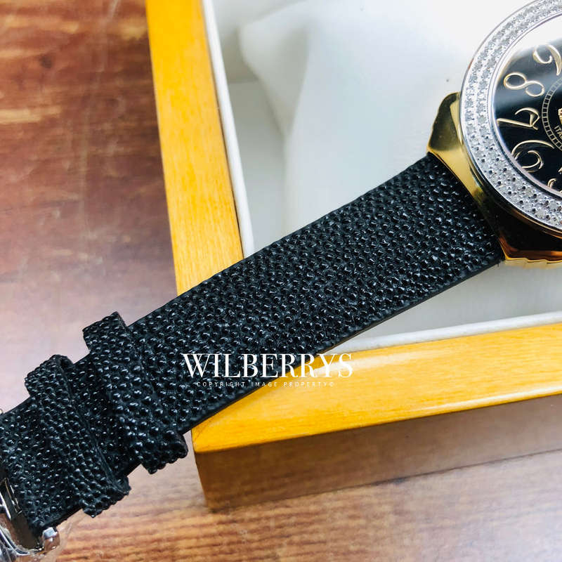 Retail: R25,000.00 Lancaster Italy Women's 112 Diamond Pilola Leather Giuloche Band Watch BRAND NEW