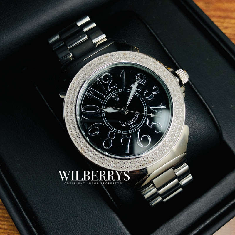 Retail: R25,000.00 Lancaster Italy Women's 112 Diamond Pilola Steel Band Watch BRAND NEW