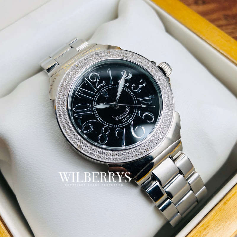 Retail: R25,000.00 Lancaster Italy Women's 112 Diamond Pilola Steel Band Watch BRAND NEW