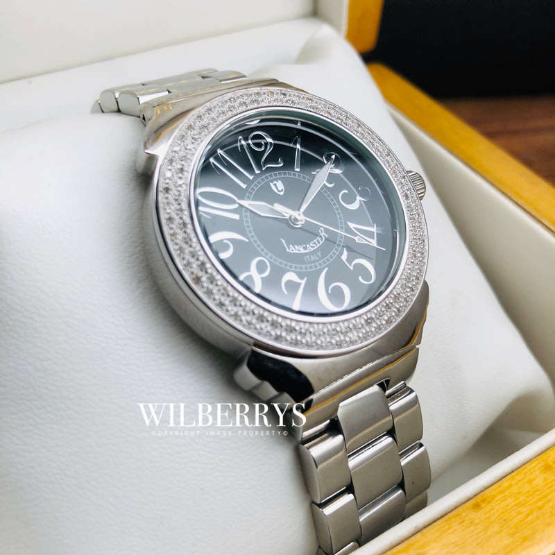 Retail: R25,000.00 Lancaster Italy Women's 112 Diamond Pilola Steel Band Watch BRAND NEW