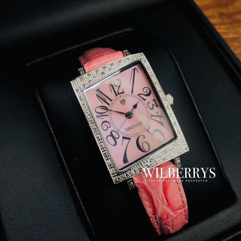 Retail: R15,000.00 Lancaster Italy Women's 56 Diamond and Genuine Leather Band Watch BRAND NEW