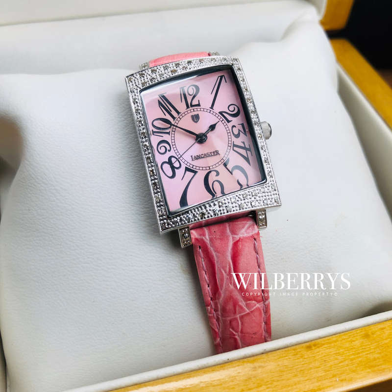 Retail: R15,000.00 Lancaster Italy Women's 56 Diamond and Genuine Leather Band Watch BRAND NEW