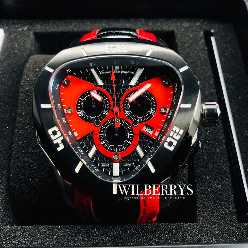 Retail: R30,000.00 Tonino Lamborghini Men's SPYDER BLACK/RED EDITION Carbon Fiber Chronograph Watch