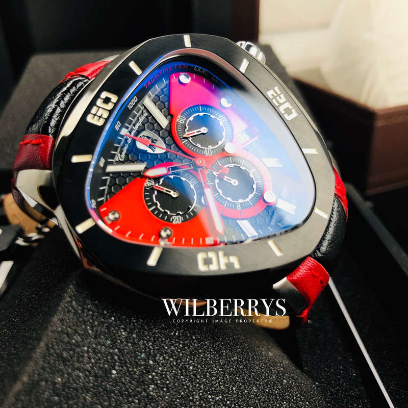 Retail: R30,000.00 Tonino Lamborghini Men's SPYDER BLACK/RED EDITION Carbon Fiber Chronograph Watch