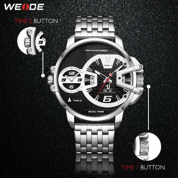 WEIDE Men's Gigantaur 50mm Brown Leather Dual Time + ALARM Watch BRAND NEW official SA store