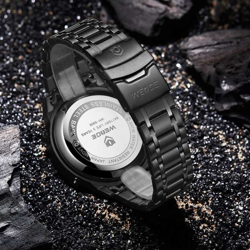 WEIDE Men's GOBLIN Ionic Steel 48mm Red Trim Dual Time + ALARM Watch BRAND NEW official SA store