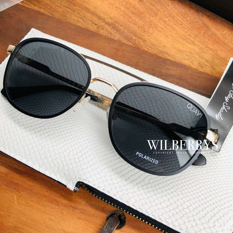 HOT!! QUAY Men's APOLLO A-ROD POLARIZED Aviator Matt Black Gold Trim Sunglasses **100% AUTHENTIC**