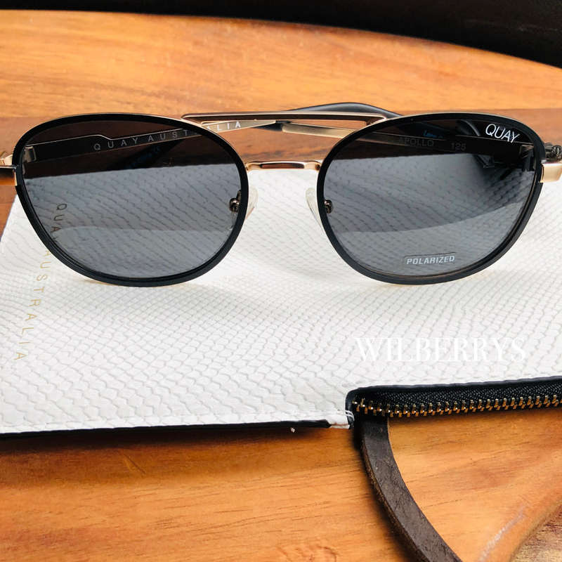 HOT!! QUAY Men's APOLLO A-ROD POLARIZED Aviator Matt Black Gold Trim Sunglasses **100% AUTHENTIC**