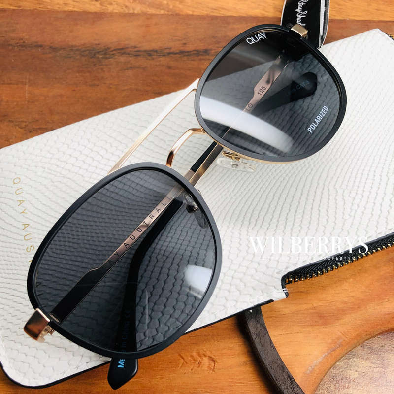 HOT!! QUAY Men's APOLLO A-ROD POLARIZED Aviator Matt Black Gold Trim Sunglasses **100% AUTHENTIC**