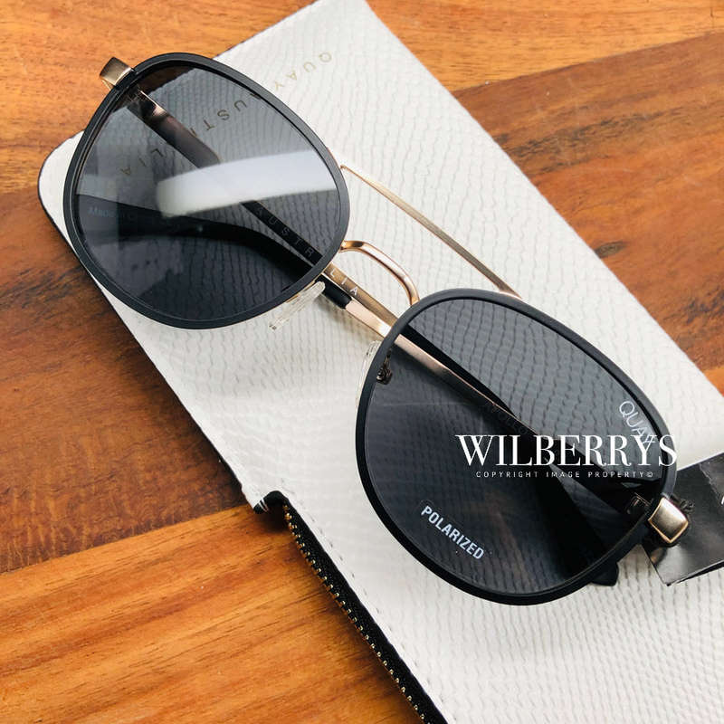 HOT!! QUAY Men's APOLLO A-ROD POLARIZED Aviator Matt Black Gold Trim Sunglasses **100% AUTHENTIC**