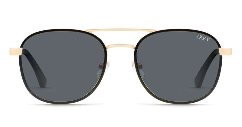 HOT!! QUAY Men's APOLLO A-ROD POLARIZED Aviator Matt Black Gold Trim Sunglasses **100% AUTHENTIC**