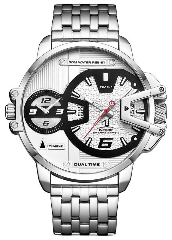WEIDE Men's Gigantaur 50mm Icelantic STEEL Dual Time + ALARM Watch BRAND NEW official SA store