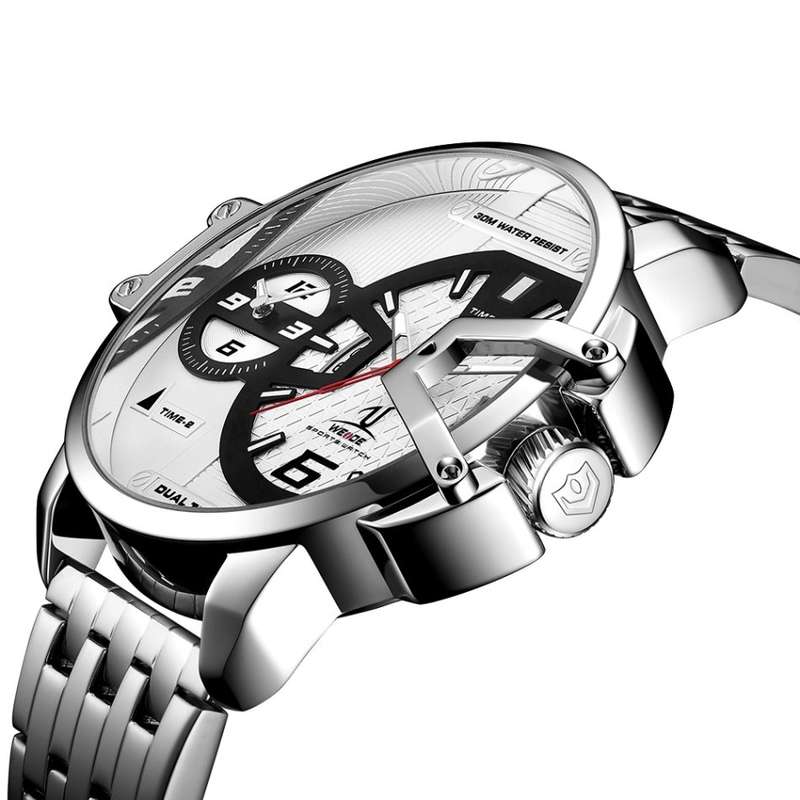 WEIDE Men's Gigantaur 50mm Icelantic STEEL Dual Time + ALARM Watch BRAND NEW official SA store