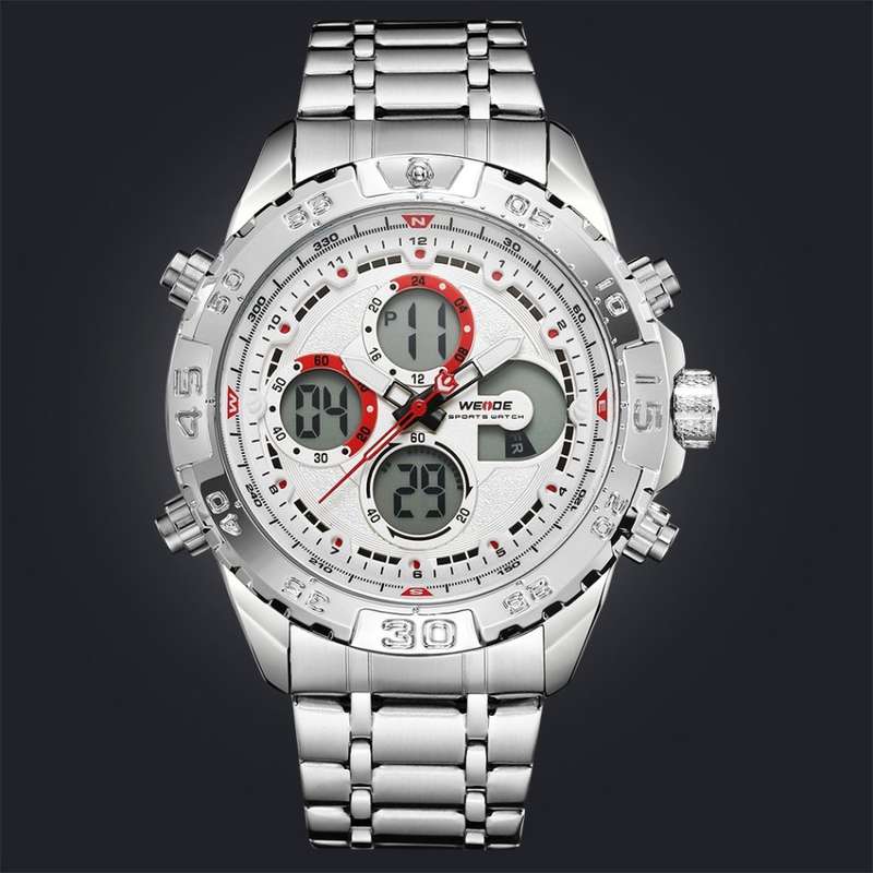WEIDE Men's Andromeda White STEEL ED. Dual Time + ALARM Watch BRAND NEW official SA store