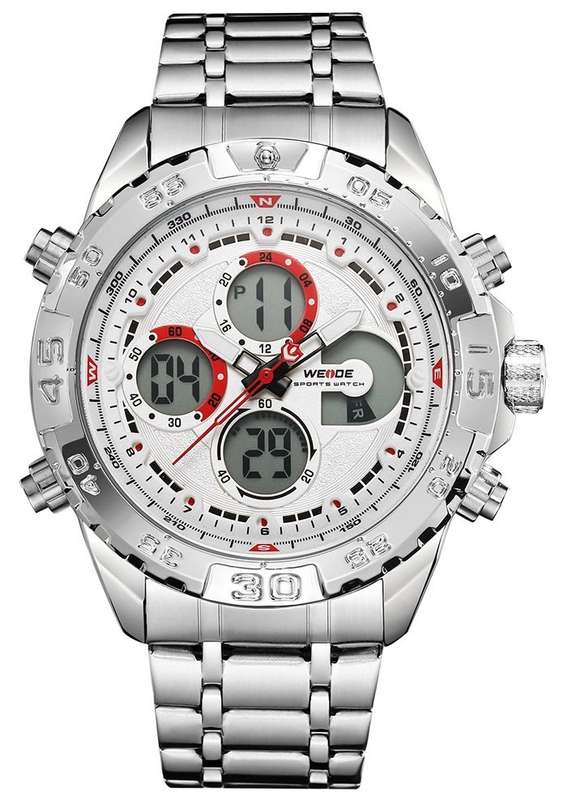 WEIDE Men's Andromeda White STEEL ED. Dual Time + ALARM Watch BRAND NEW official SA store