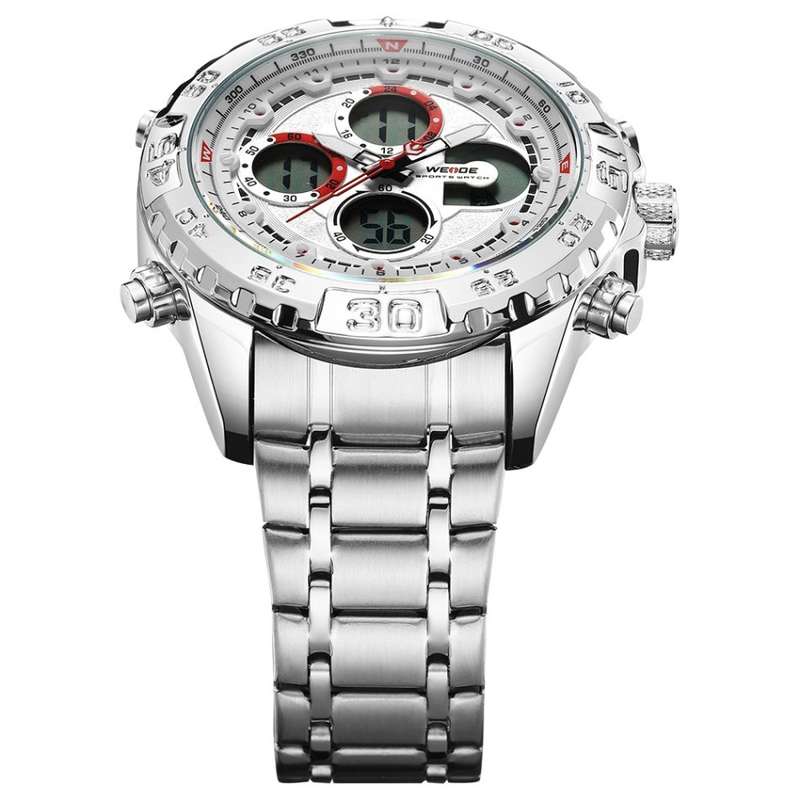 WEIDE Men's Andromeda White STEEL ED. Dual Time + ALARM Watch BRAND NEW official SA store