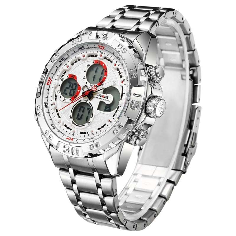 WEIDE Men's Andromeda White STEEL ED. Dual Time + ALARM Watch BRAND NEW official SA store