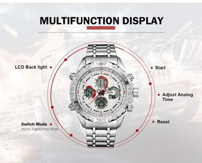 WEIDE Men's Andromeda Black IONIC STEEL ED. Dual Time + ALARM Watch BRAND NEW official SA store