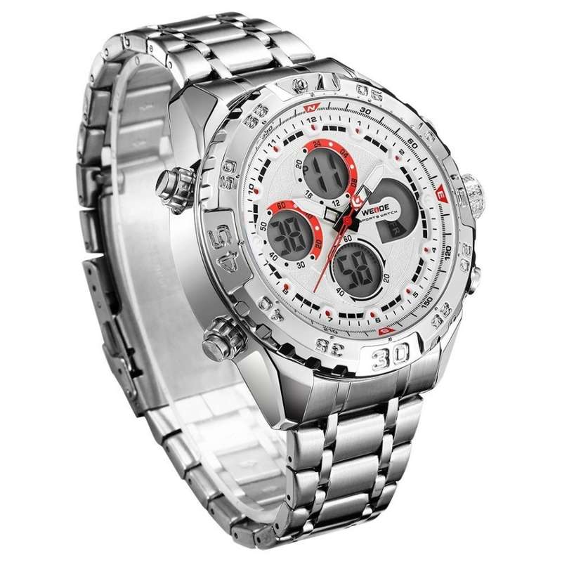 WEIDE Men's Andromeda White STEEL ED. Dual Time + ALARM Watch BRAND NEW official SA store