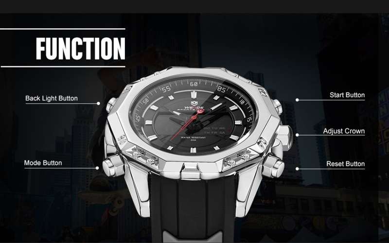 WEIDE Men's Powerhouse Dual Time Black/White Dual Time + ALARM Watch BRAND NEW official SA store