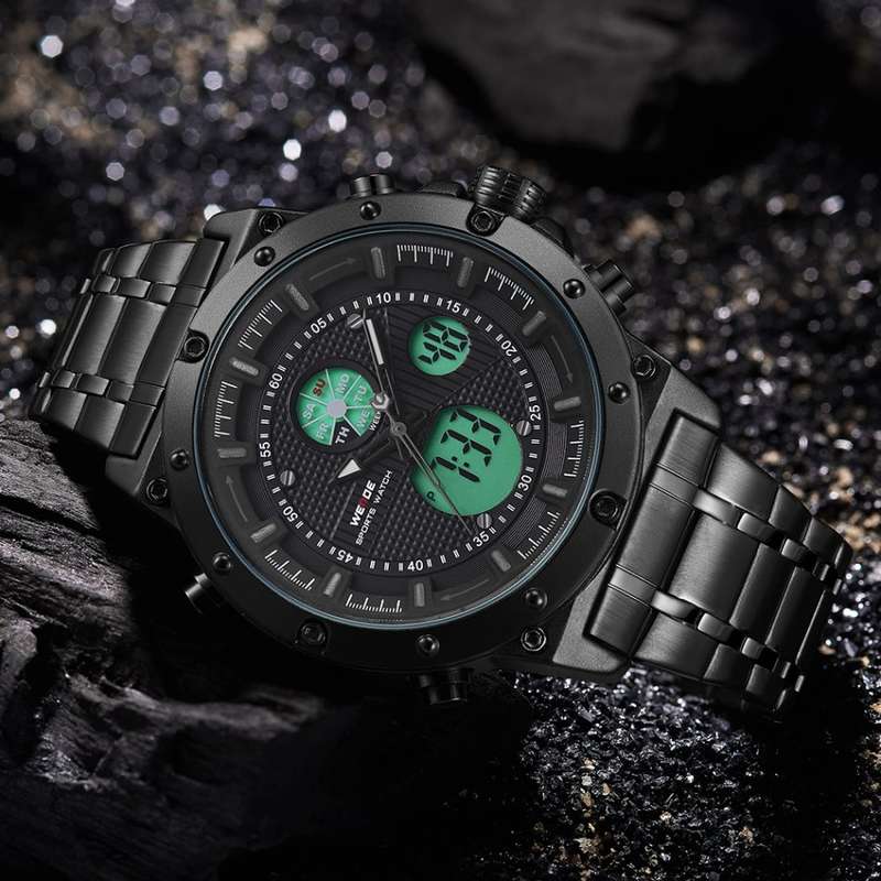 WEIDE Men's Goblin Ionic Steel 48mm Dual Time + ALARM Watch BRAND NEW official SA store