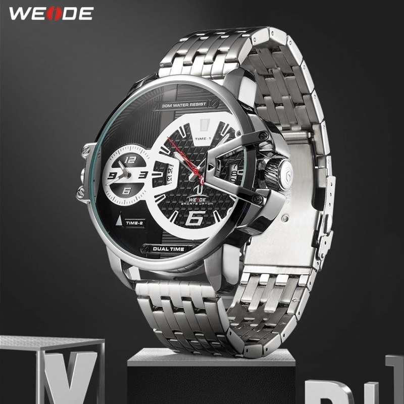 WEIDE Men's Gigantaur 50mm STEEL Dual Time + ALARM Watch BRAND NEW official SA store