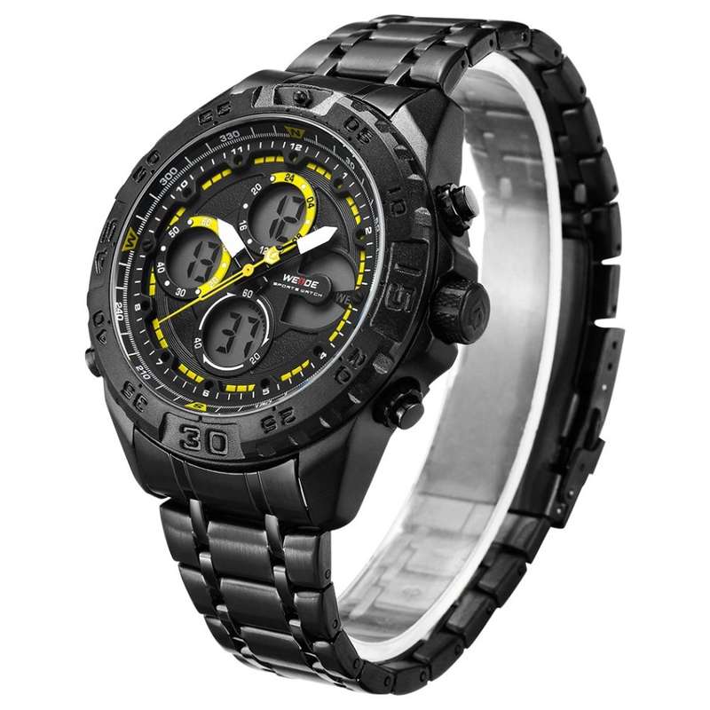 WEIDE Men's Andromeda Black IONIC STEEL ED. Dual Time + ALARM Watch BRAND NEW official SA store