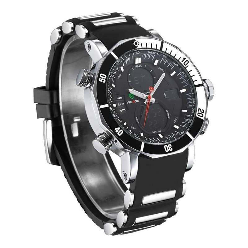 WEIDE Men's HAMMERHEAD Dual Time Black/White Dual Time + ALARM Watch BRAND NEW official SA store