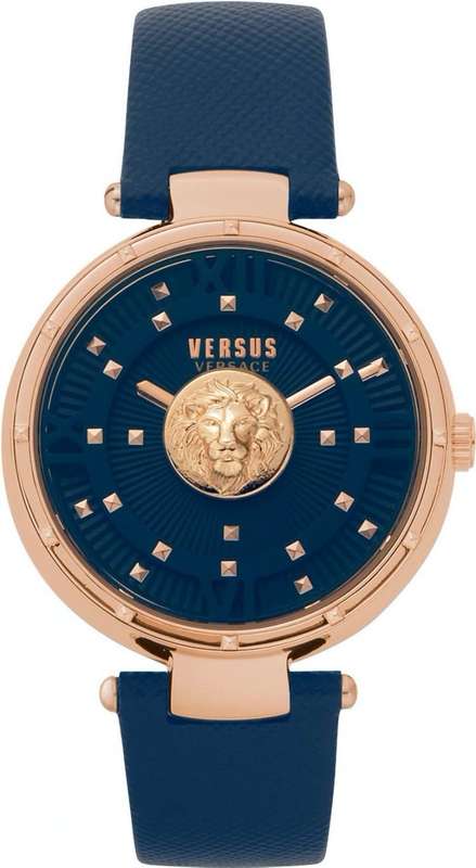 Retail: R8299.00 VERSACE Women's Medusa Parisan Blue Leather Watch BRAND NEW NEW IN BOX