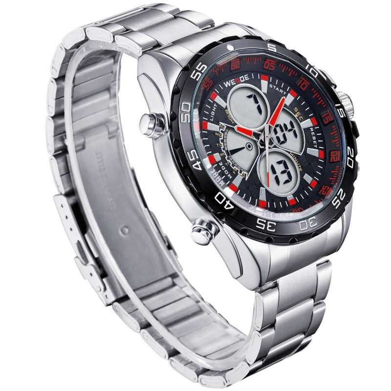 WEIDE Men's Electro Dual Time Steel Red Watch BRAND NEW official SA store