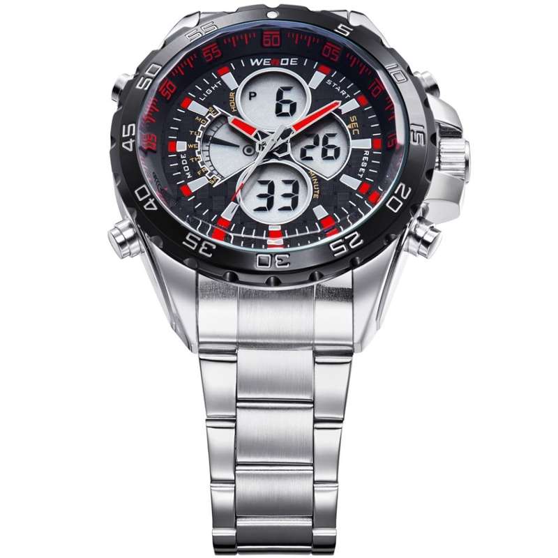 WEIDE Men's Electro Dual Time Steel Red Watch BRAND NEW official SA store