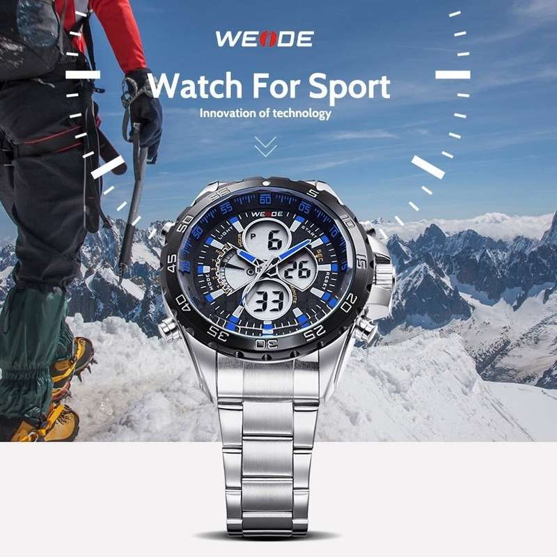 WEIDE Men's Electro Dual Time Steel Black/Orange Watch BRAND NEW official SA store
