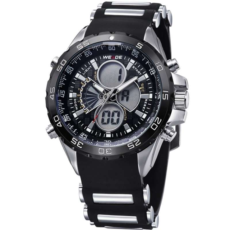 WEIDE Men's Electro Dual Time Steel Infused Black/Silver Watch BRAND NEW official SA store