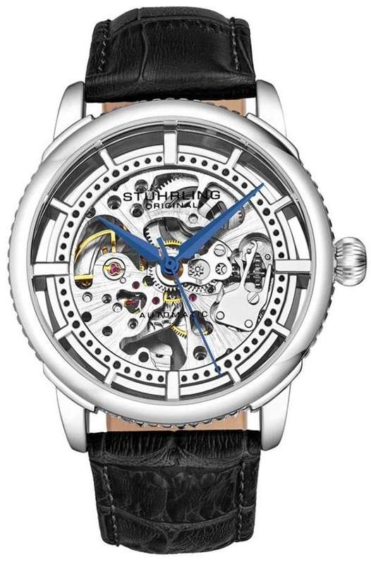 Retail: R8,000.00 STUHRLING ORIGINAL® Men's 42mm Winchester Automatic Skeleton Watch BRAND NEW!