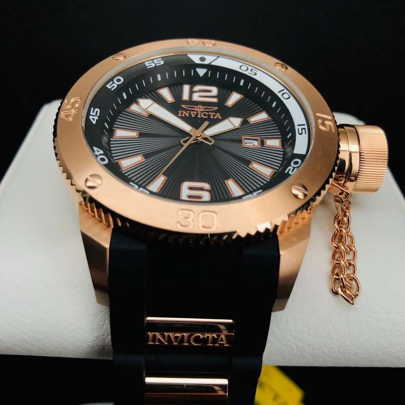 Retail: R10,000.00 INVICTA Men's Russian Diver 18k Gold Plated 51.5mm Silicone Infused Watch NEW!!