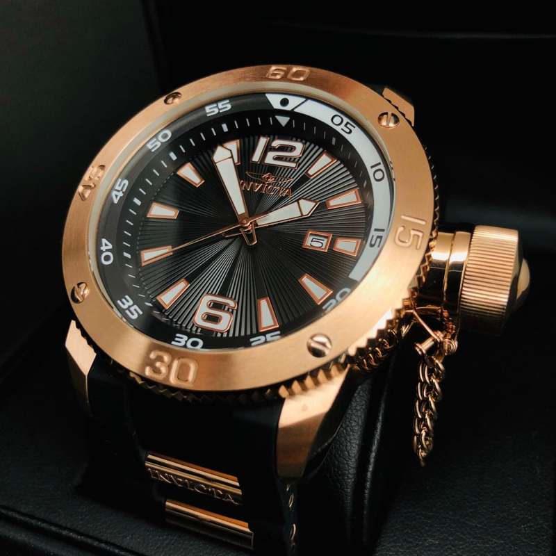 Retail: R10,000.00 INVICTA Men's Russian Diver 18k Gold Plated 51.5mm Silicone Infused Watch NEW!!