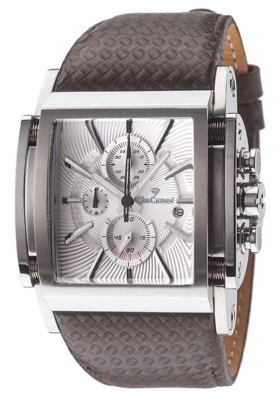 YVES CAMANI Men's Escaut Chrono with Carbon Fibre Leather Watch + Gold Tin BARND NEW
