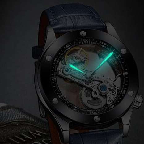 Retail: R2,399.00 TEVISE ® Men's Aigon Hollow Automatic Leather ROSE GOLD BROWN Watch BRAND NEW