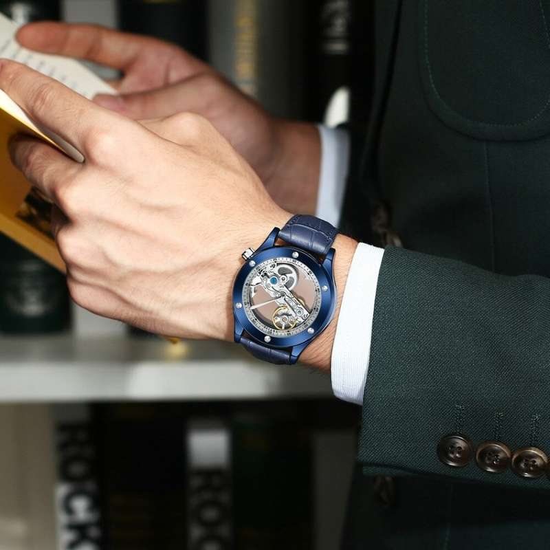 Retail: R2,399.00 TEVISE ® Men's Aigon Hollow Automatic Leather ROSE GOLD BROWN Watch BRAND NEW