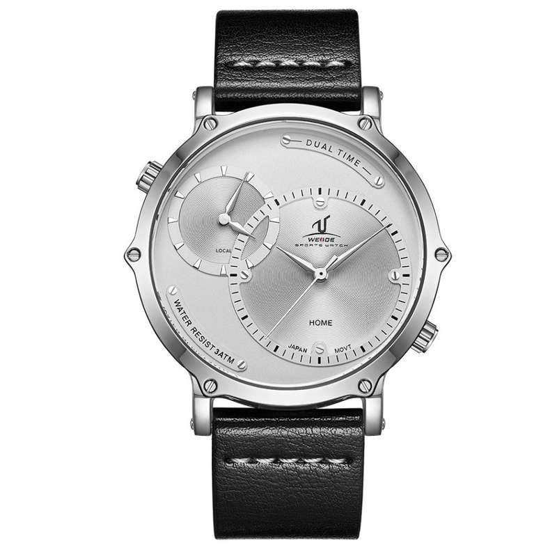WEIDE Men's Archer Dual Time 46mm Silver/Black Watch BRAND NEW official SA store